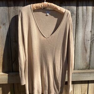 J. Crew Lightweight V-Neck Sweater in Beige